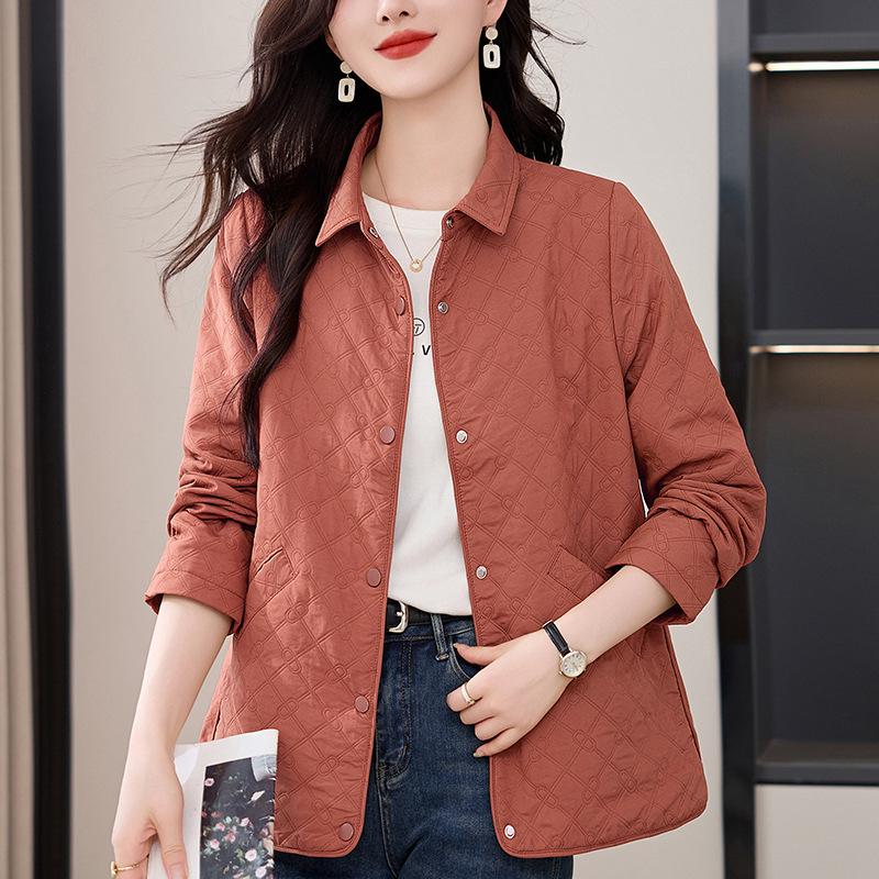 

Женский пиджак в клетку аргайл свободного кроя с лацканами - Мода весна/осень 2024 для мам среднего возраста, больших размеров, повседневный универсальный топ 3XL (Recommended 141-150 lbs) оранжевый/розовый