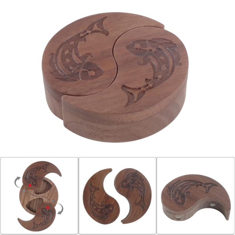 Wood Guitar Pick Storage Box Container Rotating Open Guitar Plectrums Cases Guitar Pick Collector Guitar Accessories