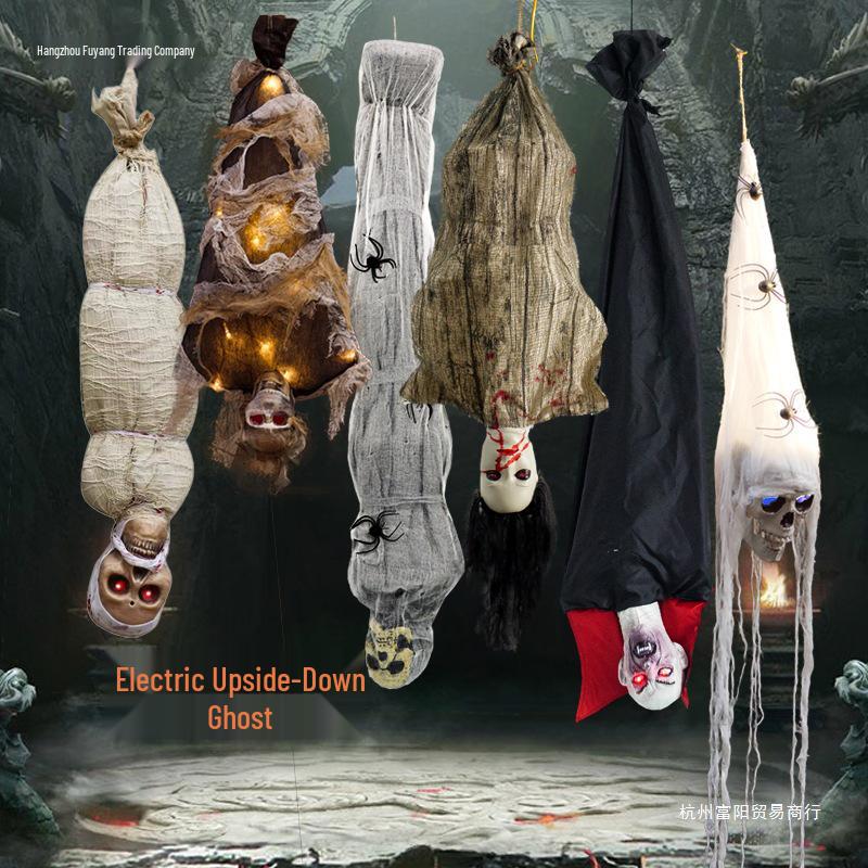 Haunted House Upside Down Reaper Skeleton Decor Props