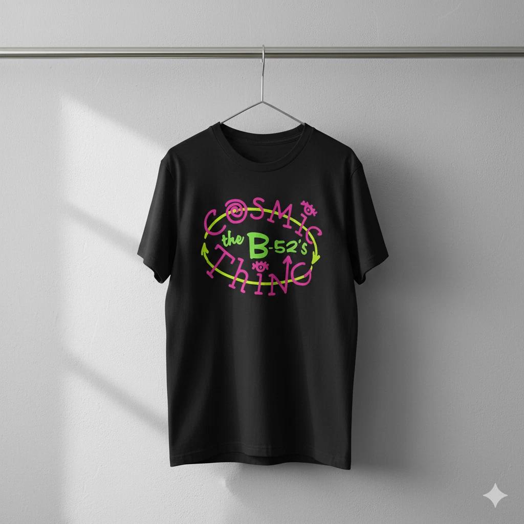The B-52 s “Cosmic Thing” Neon Logo Black New Wave Band T-Shirt - T542 XL