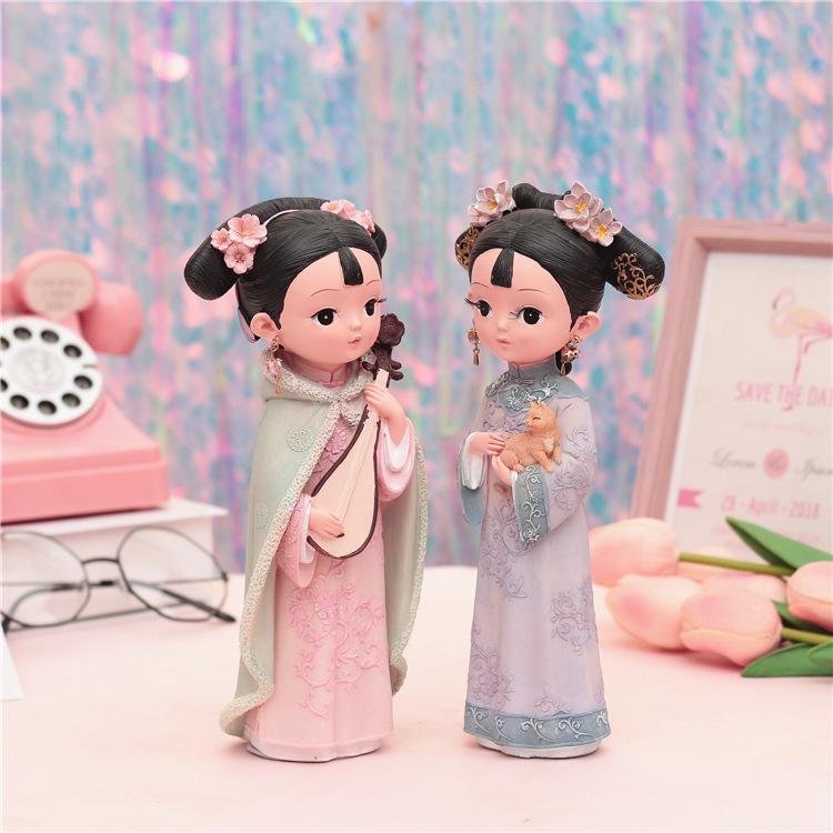 Şarap Dolabı ve Oturma Odası İçin Yaratıcı Retro Prenses Figür Dekorasyonu