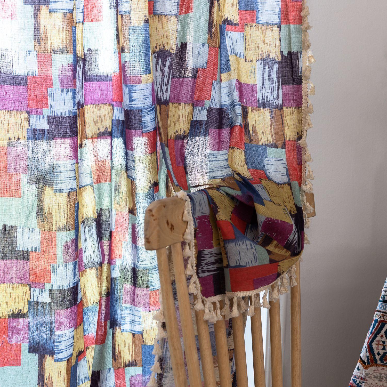 

Деревенская кухня Гостиная Занавеска Готовый карман Декаль Решетка Маленькое окно B & B Балкон Блокирующая занавеска Height 90cm * Width 60cm