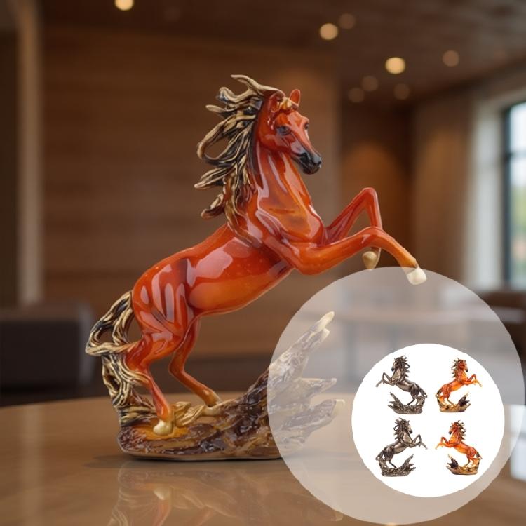 Stylish Horse Sculpture Artistic Resin Hand Painted Statue Elegat Chinese Animal Design Measuring 18x5.5x21cm