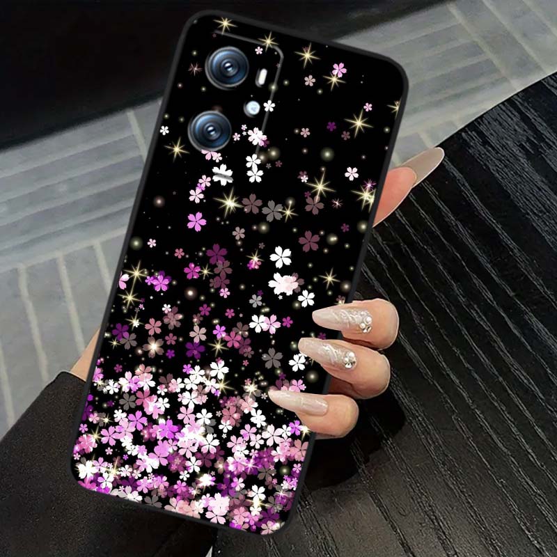 Butterfly flower pattern Phone Case For OPPO Reno 5 6 7 A96 A40 A58 Realme GT A74 A78 Neo2 A74 A78 Find X5 X3 X7 X8 Black