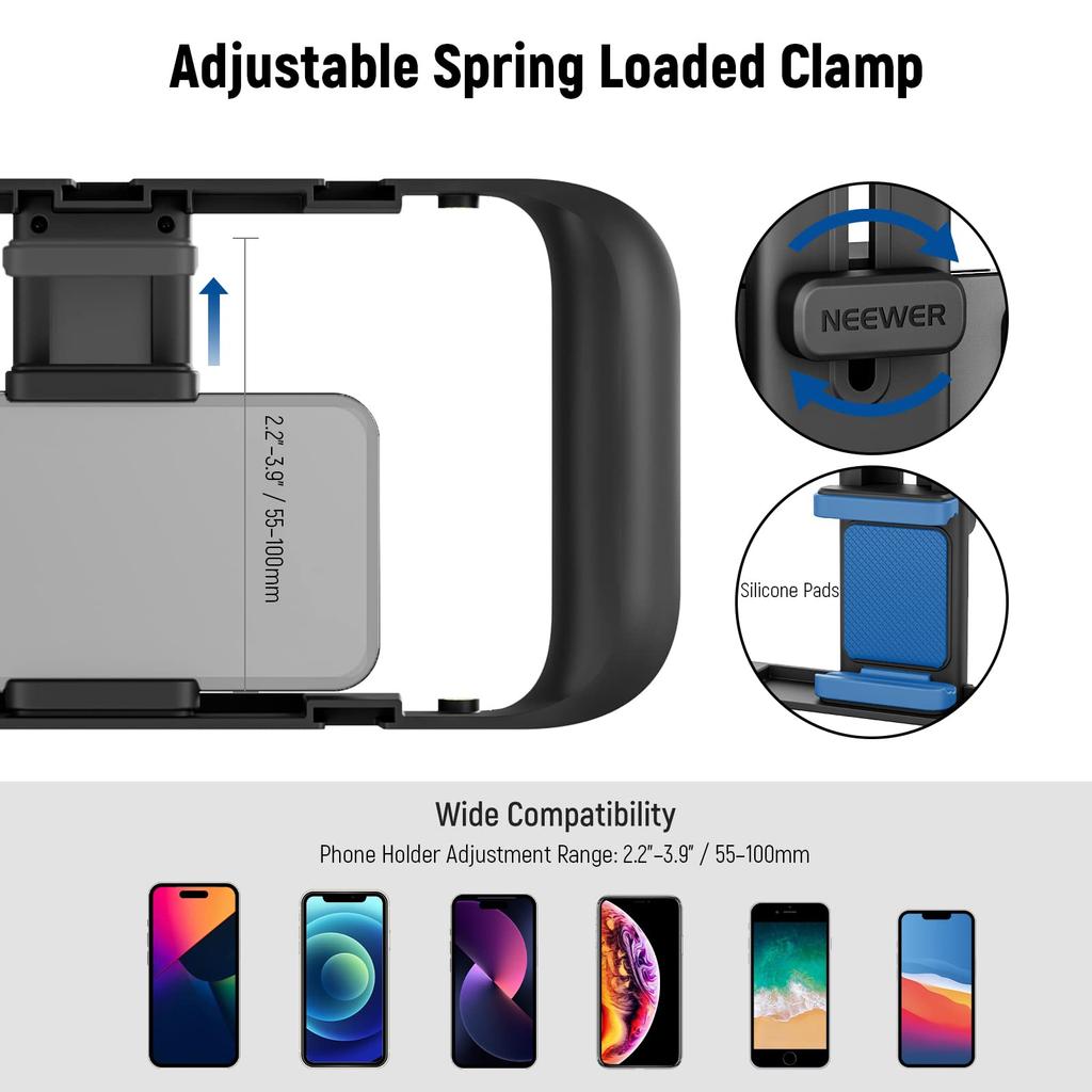 NEEWER Smartphone Video Smartphone Video Stabilizer Vlogging Cage with Cold Shoe Tripod Smartphone Rig for Compatible with A104 Rig, Grip, Mount,