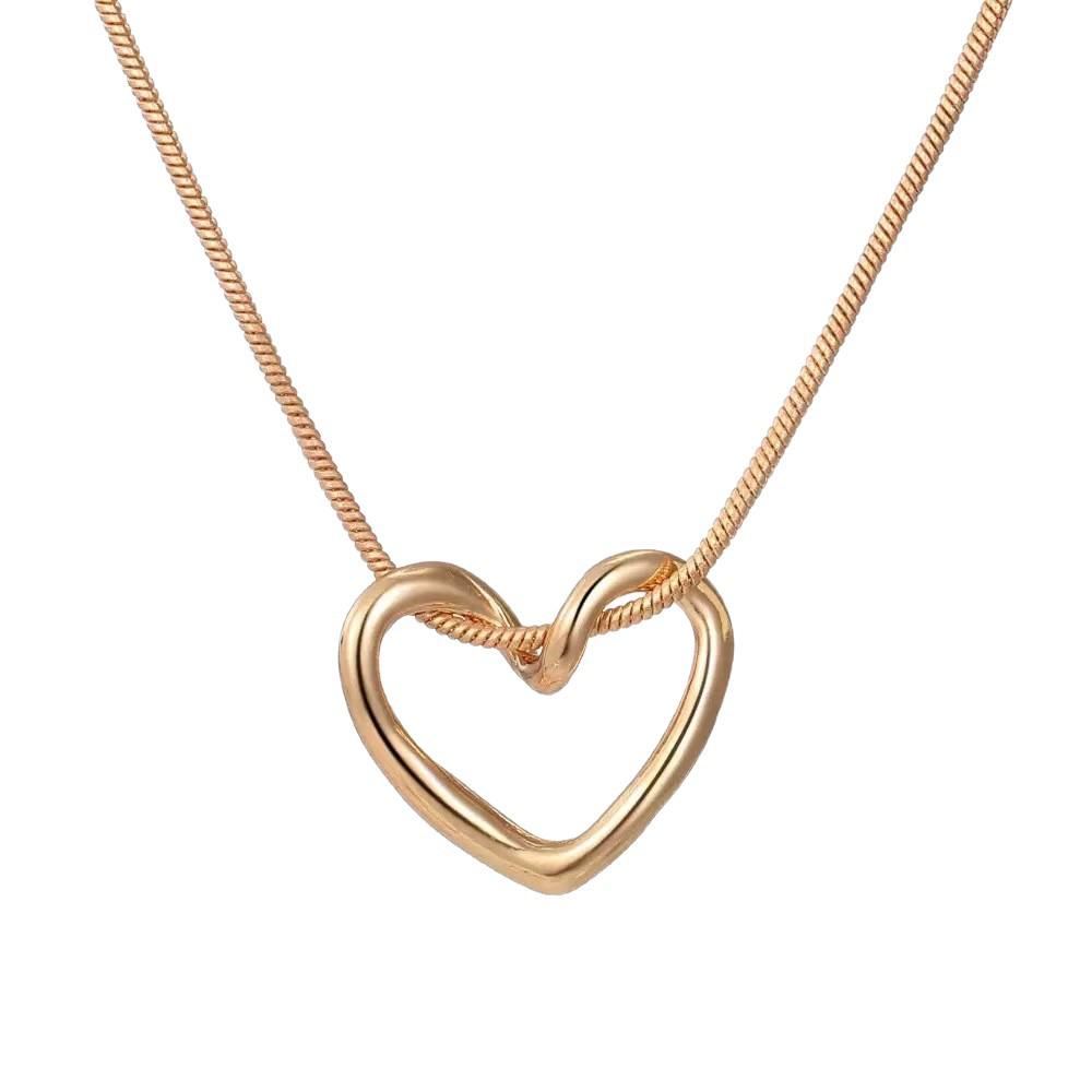 Elegant Titanium Steel Heart Necklace for Women - Hollow Design, Light Luxury, Versatile Clavicle Chain