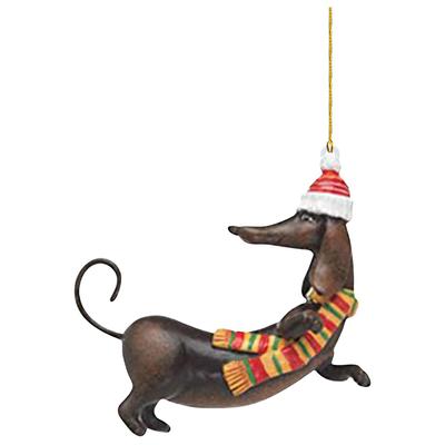 Christmas Dachshund Dog Shaped Pendant Funny Sausage Dog Tree Pendant Decorative with Rope for Home Holiday Party Decor