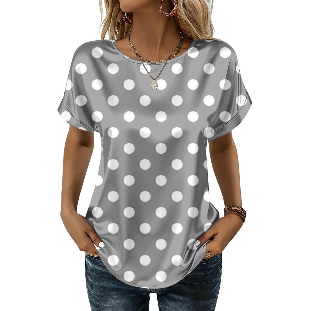 Modisches Lässiges Vintage Bedrucktes Top für Damen Modische Lässige Gepunktete Bluse für Damen