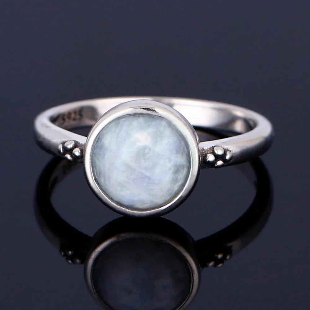 Vintage 925 Sterling Silver Natural Moonstone Rings Bohemia Oval Shape Retro Ring Gifts Fine Jewelry for Women Men