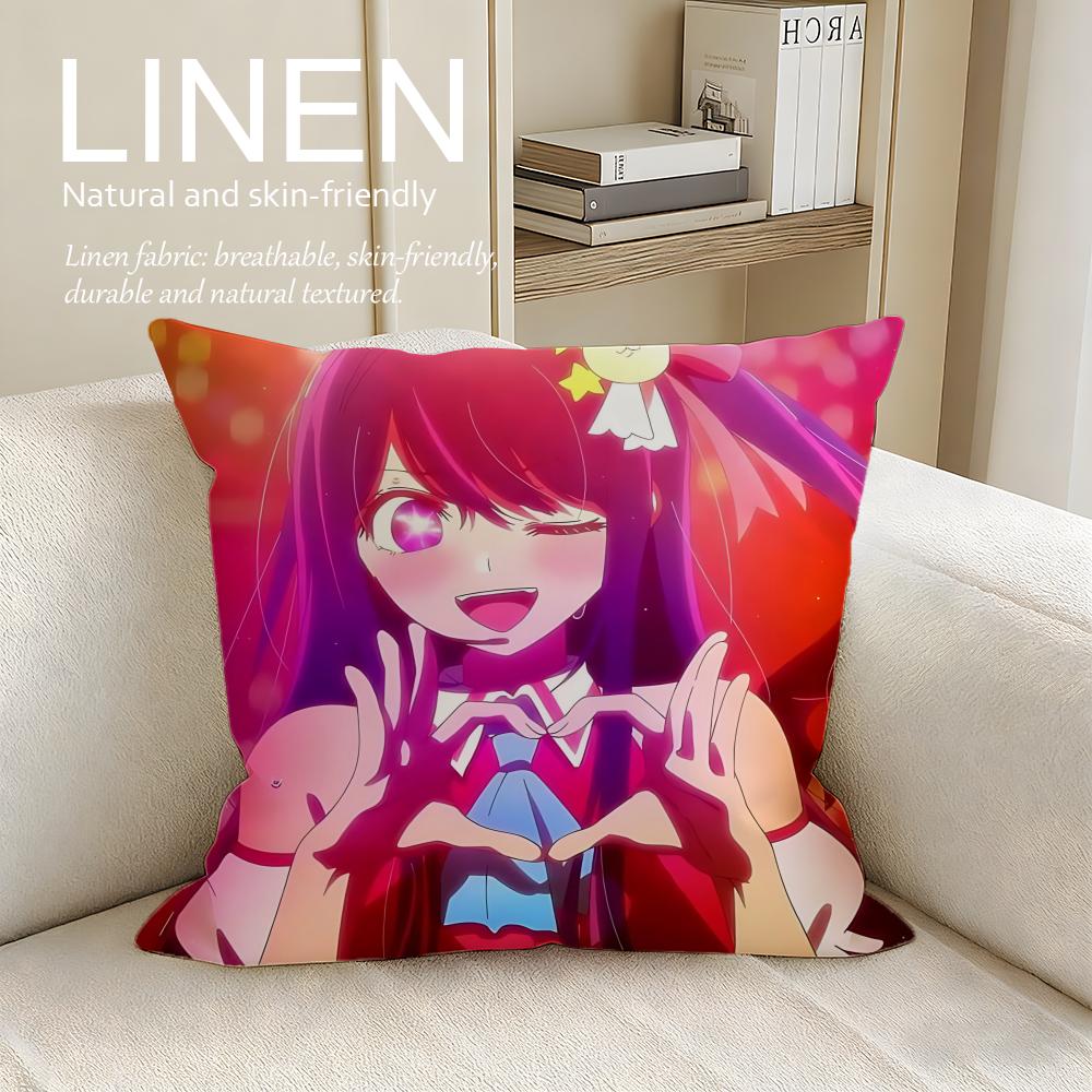 Drama Oshi no Ko Cushion Cover Linen Decorative Pillowcase Set Pcs x x x Breathable Washable Sofa Cushion Cover