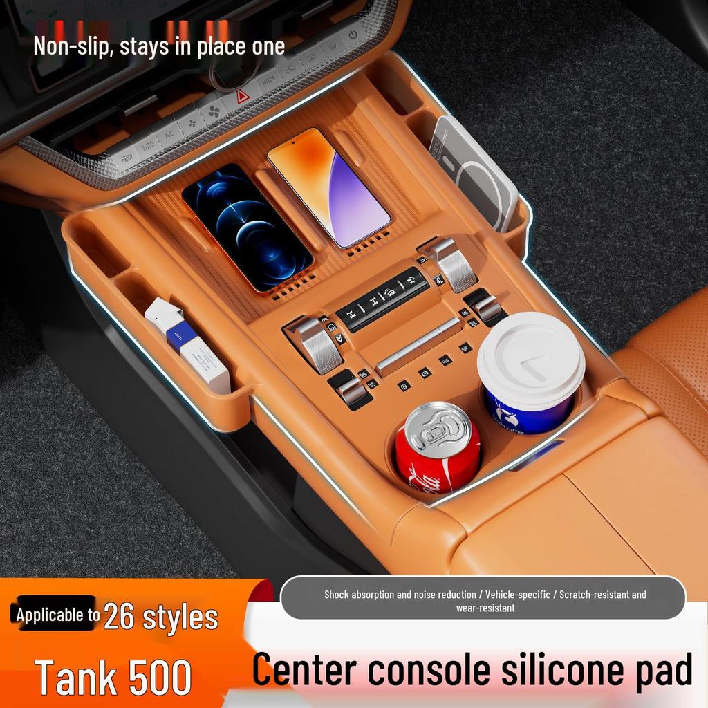 Tank 500 Hi4z/t Wireless Charging Silicone Pad: Dustproof, Anti-Slip Cup Holder for 26 Models
