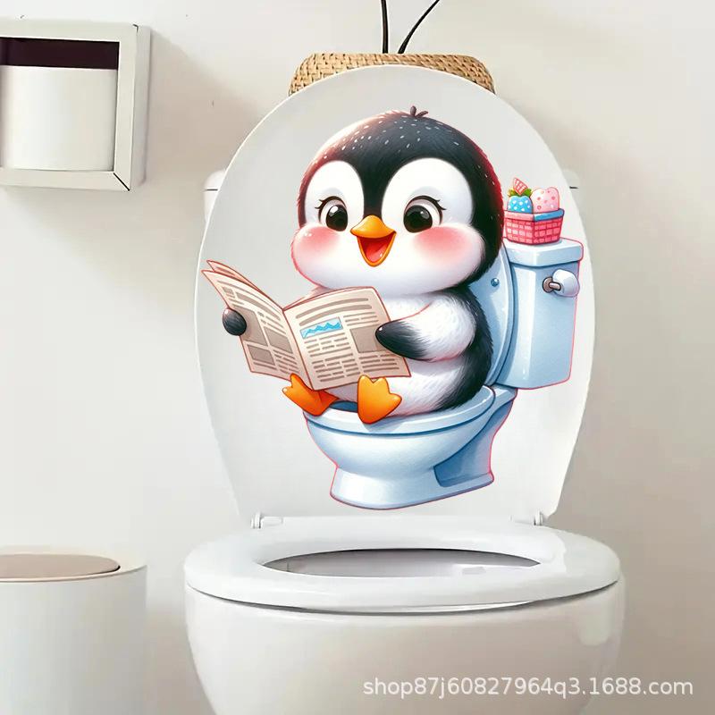 1 PC Funny Animal PVC Toilet Seat Stickers Monkey Zebra Giraffe Decals Waterproof Bathroom Wall Door Decor Creative Removable Decals