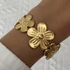 Design Sense Butterfly Print Wide Cuff Bangle for Women Stainless Steel Gold Plated Flower Geometric Bracelet Jewelry Party Gift