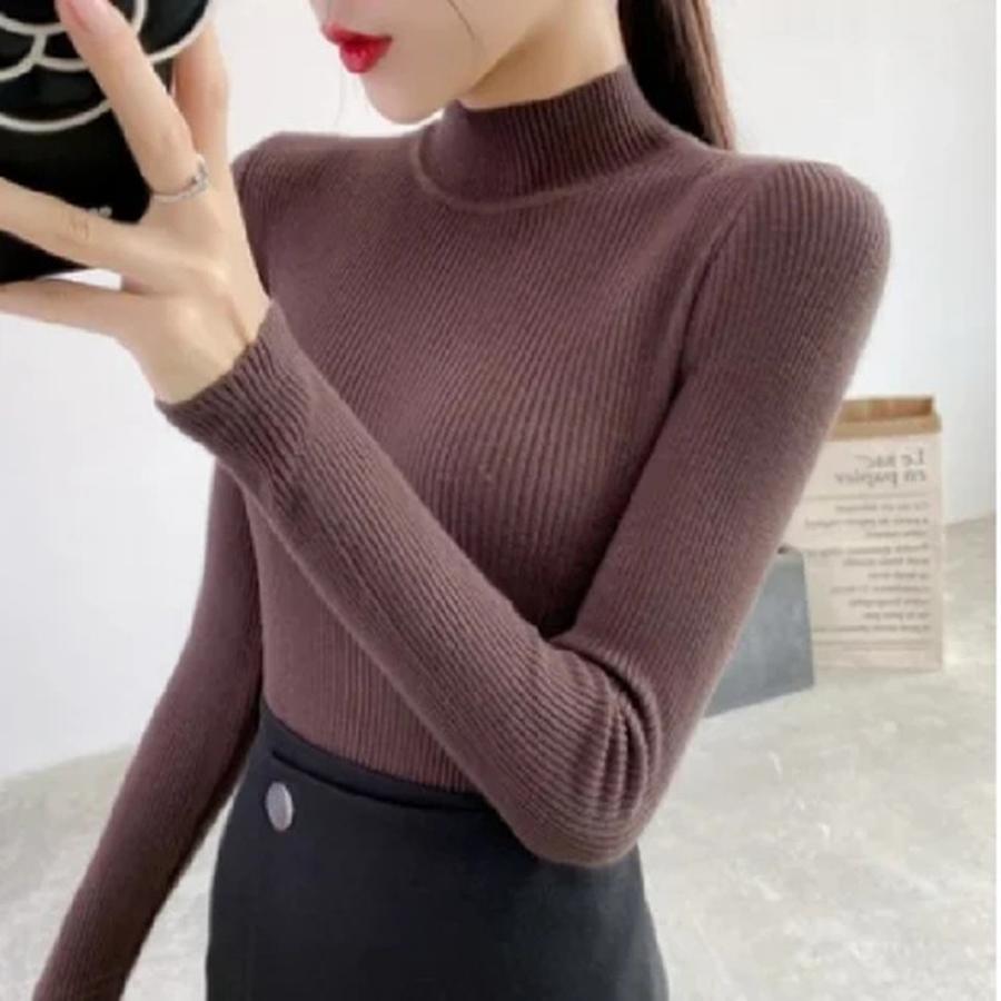 Half Sleeve Knit Sweater Women's Pullover Autumn New Inner Wear Base Layer Candy Top Women