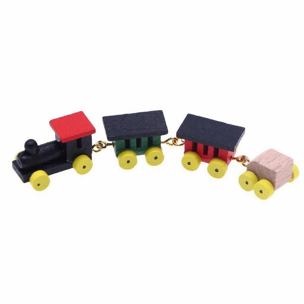 Miniature Wooden Train with Carriages Space-Saving Set