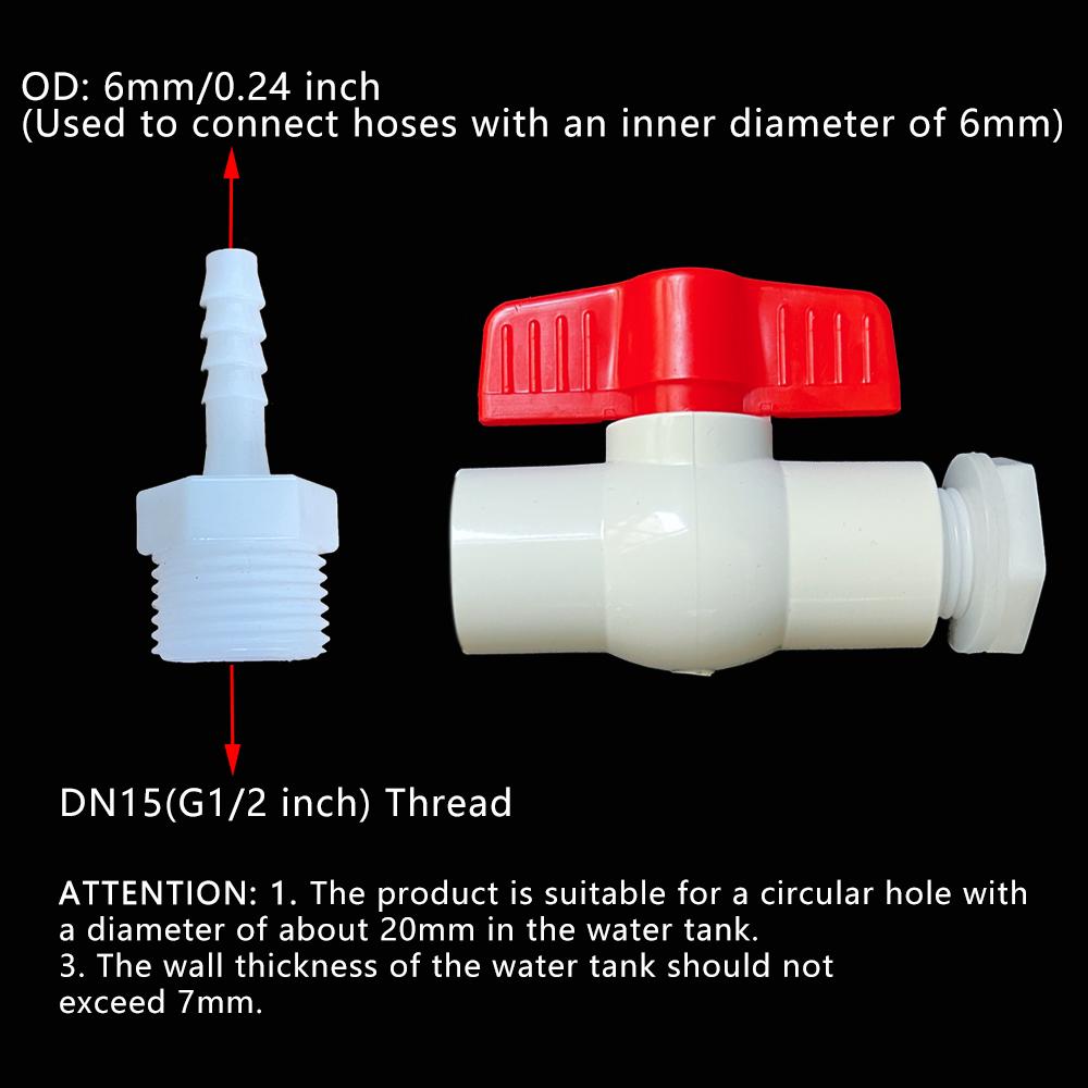 

1Pc Water Tank Valve Drain Switch Hose Connector Flow Regulation G1/2 inch DN15 Thread Plastic Garden Irrigation Poultry Farming Other