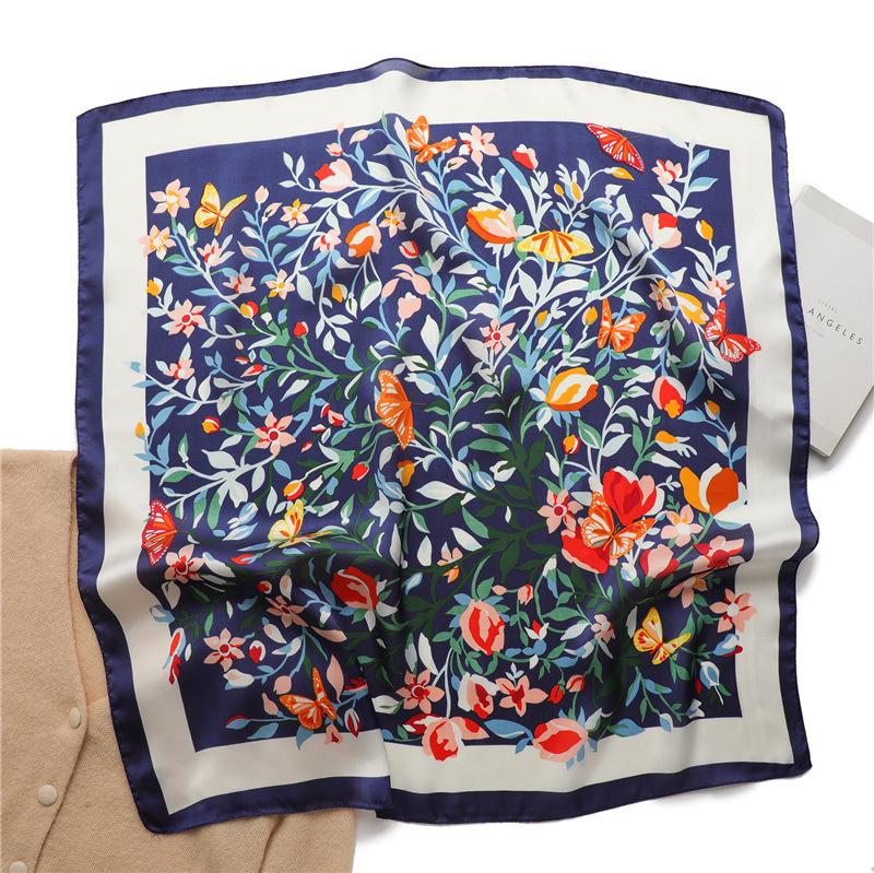 Luxury Square Silk Scarf for Women Silk Feeling Shawl Satin Hijab Fashion Wraps Hair Bands Ribbon Headband Bandana 70x70cm
