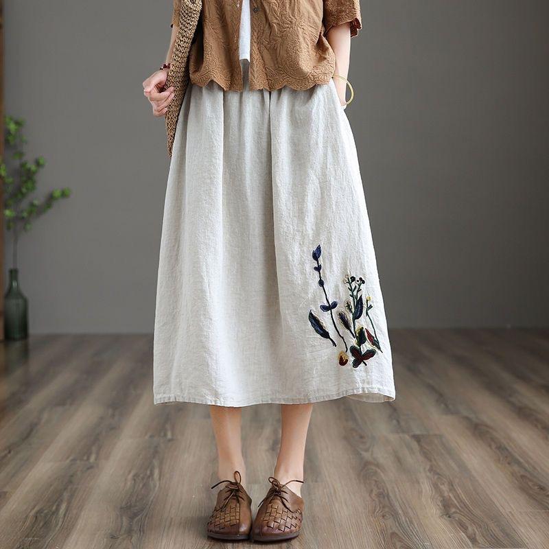 Half-body Skirt Women's Summer Casual Versatile Elastic Women's Skirt Loose Comfortable Large Size Pleated Skirt