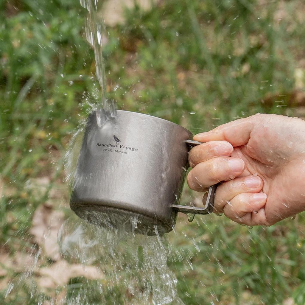 Boundless Voyage Titanium Coffee Ti3052D Mug, Double-Walled, 220ml, Tumbler, Cup, Lightweight, Double-Walled, Heat-Resistant, Outdoor/Camping