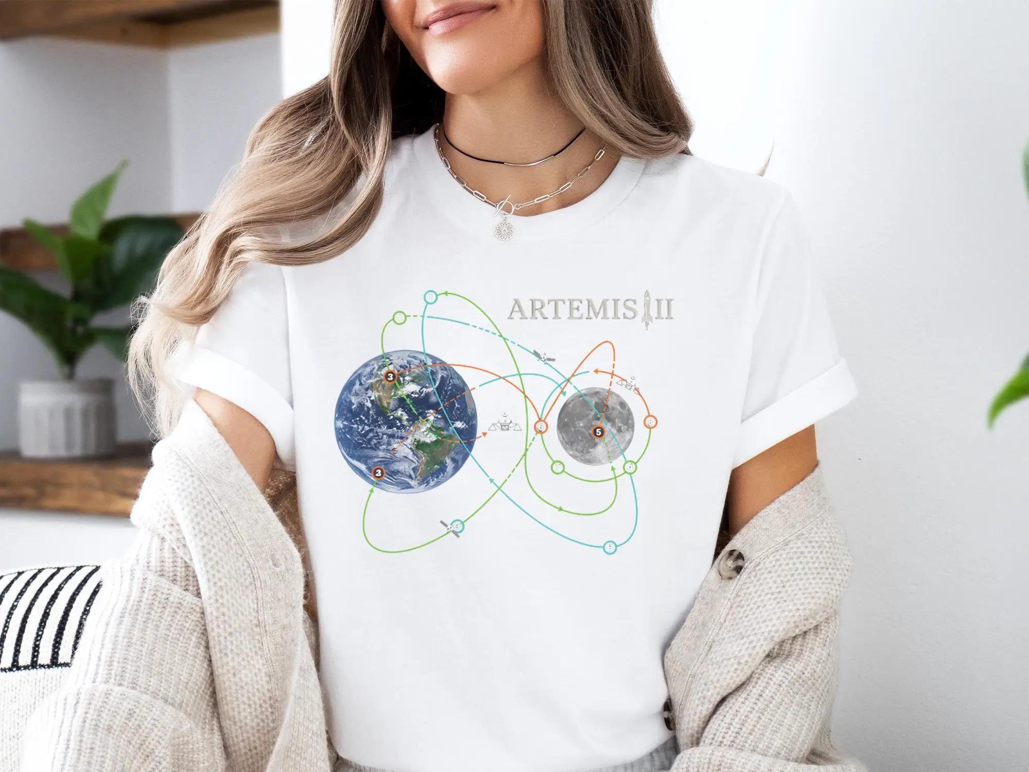 

2026 Unisex Women Summer Cotton Clothing Artemis II Rocket Launch TShirt Casual Fashion Round Neck Short Sleeved Tee Streetwear S