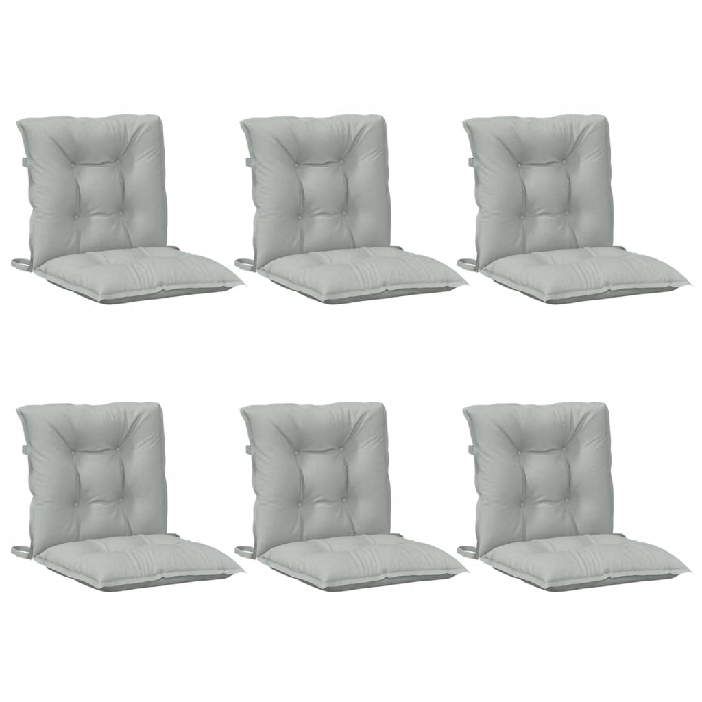 Low Back Chair Cushions 6 Pcs Light Grey Melange 100 X 50 X 7 Cm Fabric