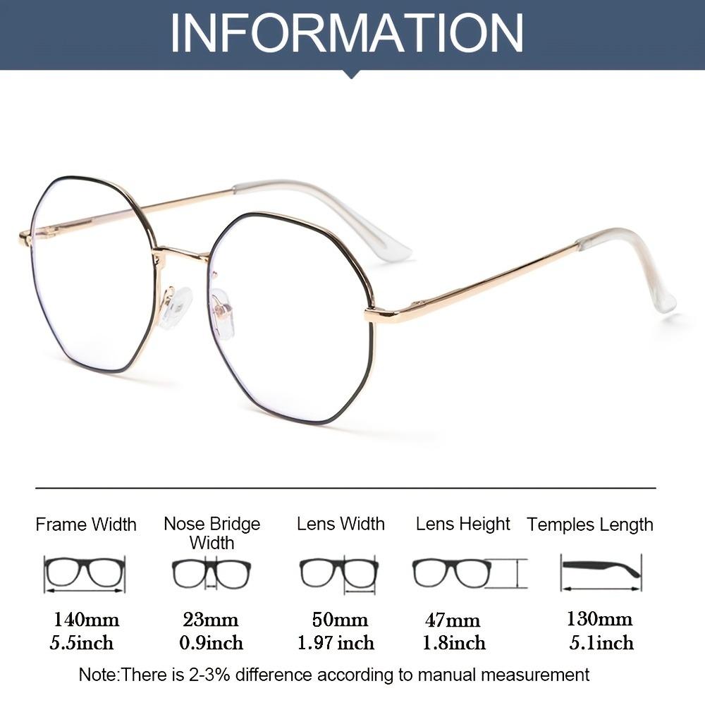 [Octagonal Polygon Frame Flat Mirror Glasses] Celebrity Octagonal Glasses Frame Personalized Polygon Anti-blue Light Flat Mirror