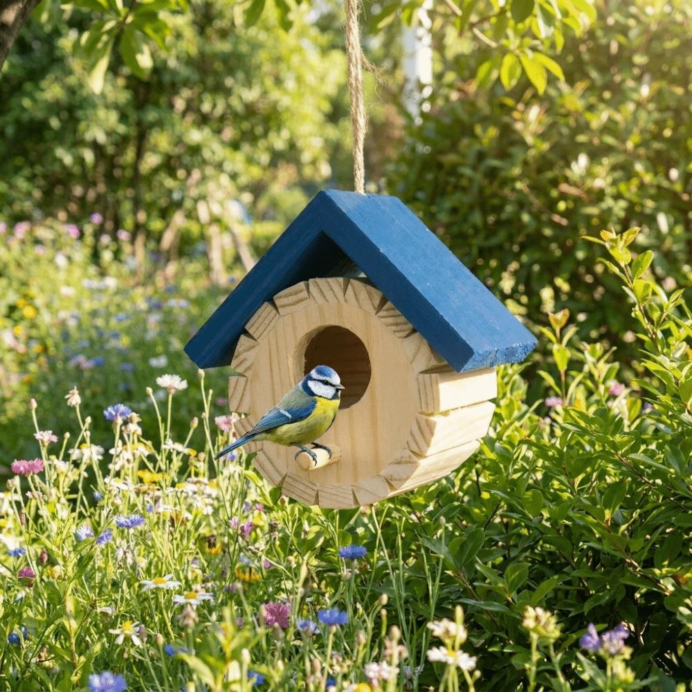 Ventilation Hanging Wooden Bird House with Hanging Rope Bird Breeding Box Wild Birds Habitat Farm