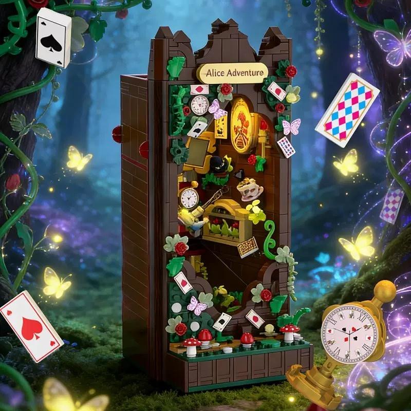 1068Pcs Fairyland Reflection Book Stand Building Blocks Moc Creative Book Nook Assembly Bricks Kid Educational Toy Birthday Gift