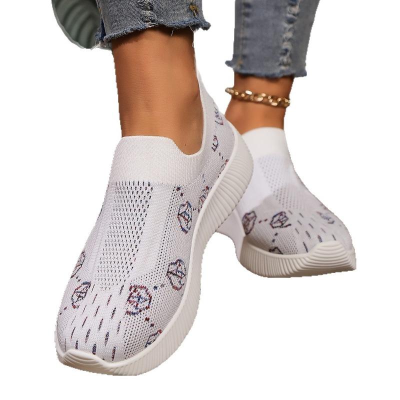 New Thick-soled Knitted Low-cut Low-top Large-sized Women's Sports and Casual Shoes