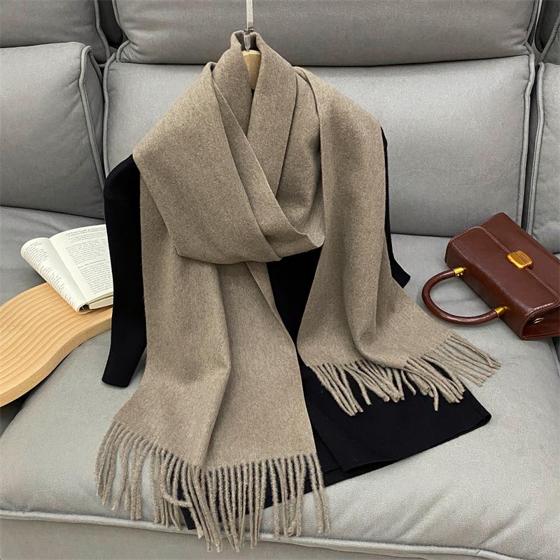 Luxury  Design Solid Cashmere Scarf For Women Winter Pashmina Blanket Lady Warm Thicken Shawl Wrap Tassel Echarpe Poncho