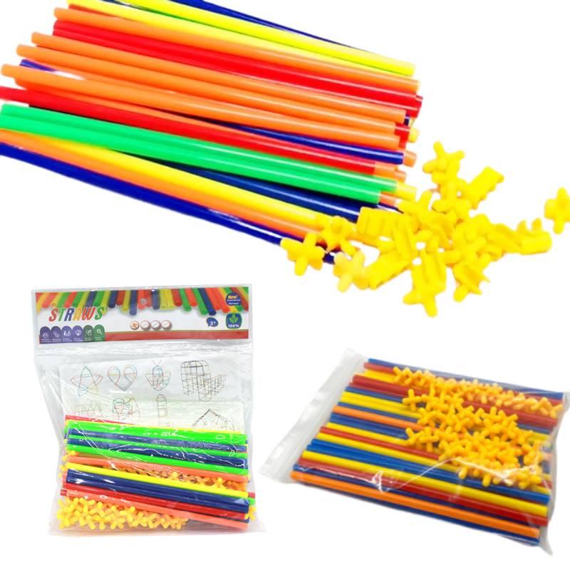 Straw Puzzle Children Intelligence Diy Parentchild Interactive Assembling Toys