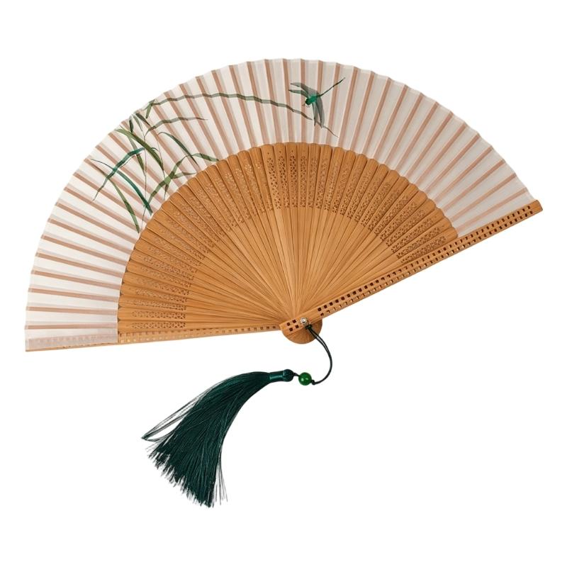 Elegant Chinese Folding Fan With Silk Like Fabric Perfect For Photography And Traditional Costume Handcrafted Fan