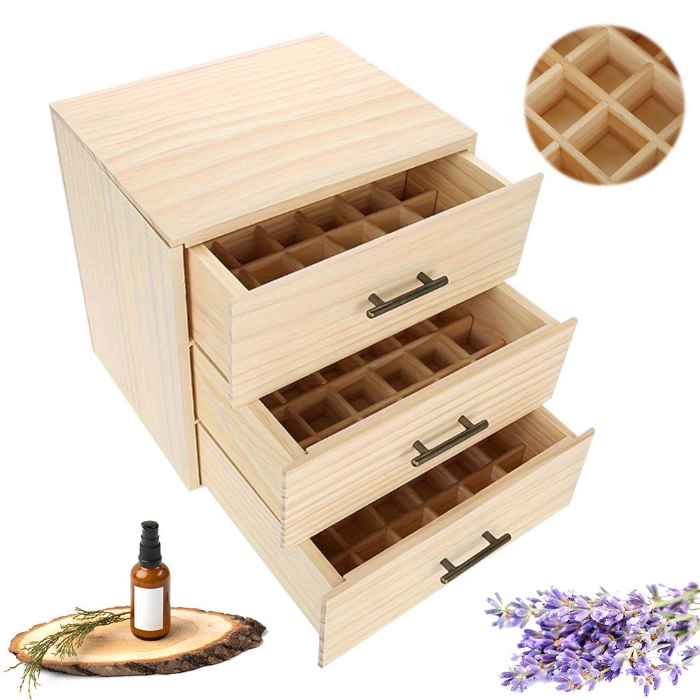 90-Slot Wooden Essential Oil Storage Box 3-Layer Organizer Box Aromatherapy Organizer Keep Your Oil Safe & Space Saver