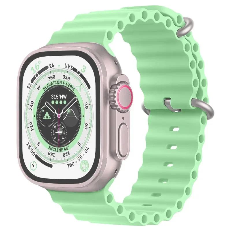 Offizielles Ocean Armband für Apple Watch S11 46mm Ultra 3 49mm Armband Ersatz Silikon Armband correa iWatch 10 9 8 7 6 SE3 44 45 49MM gray