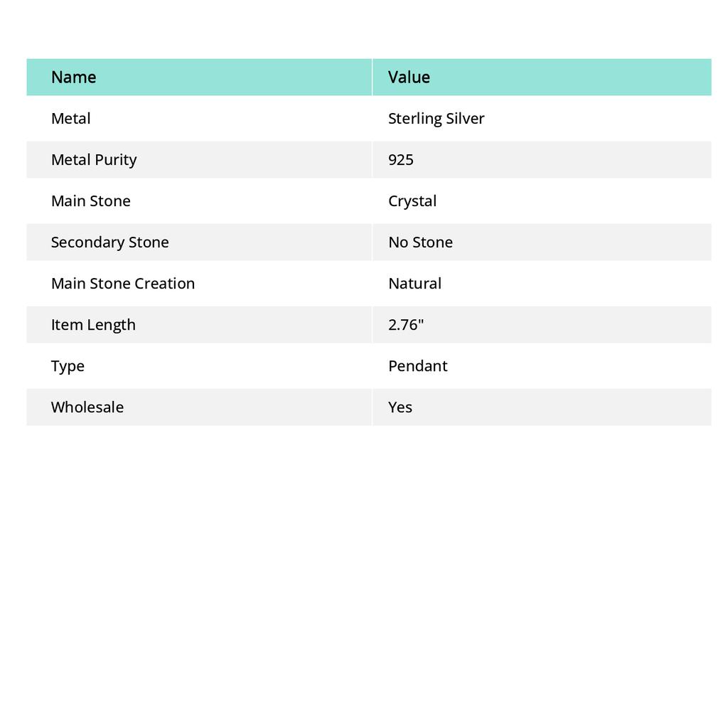 Crystal Titanium Handmade 925 Sterling Silver Jewelry Pendant 2.76" A2z18