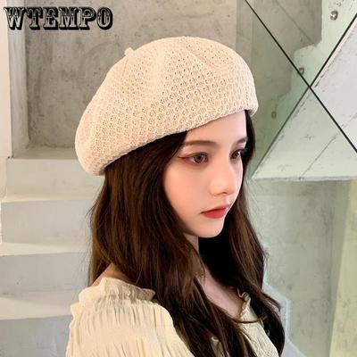 Sommer Damen Baskenmütze Atmungsaktive Strick Malermütze Koreanische Ausgabe Vielseitig Lässig Frühling Herbst Kürbismütze