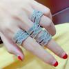 Huitan Bling Bling Women's Wide Rings Full Paved Brilliant CZ Stone Gorgeous Bride Wedding Party Accessory Twist Fashion Jewelry