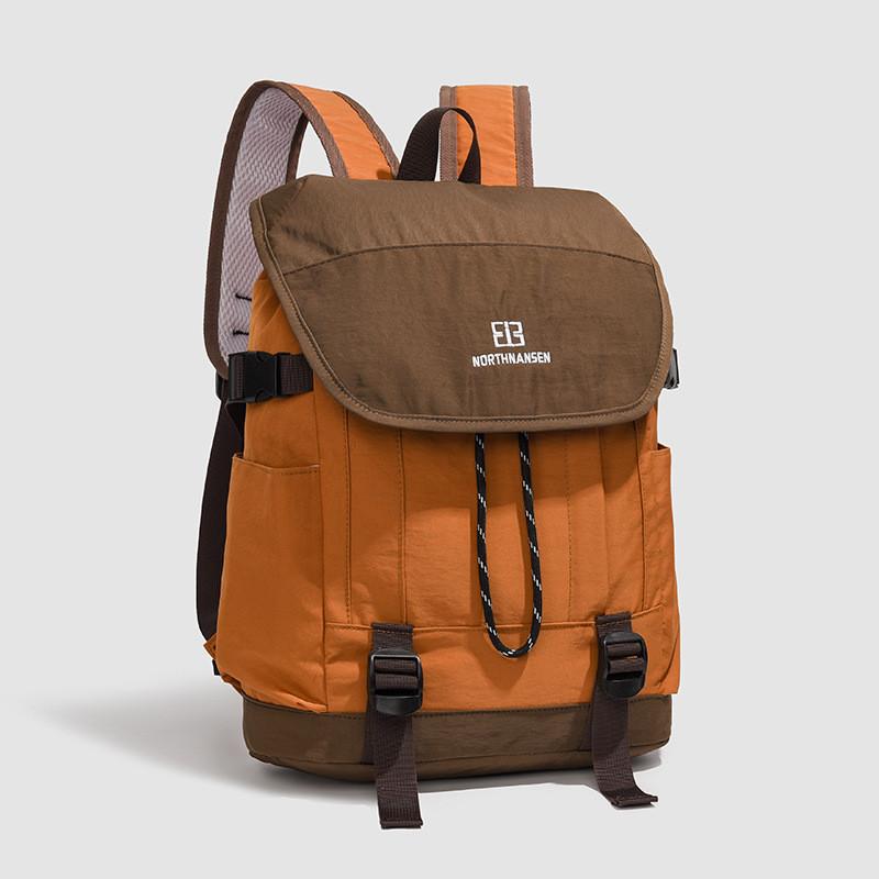 Унисекс Повседневный Дорожный Рюкзак из Оксфордской Ткани с Цветными Блоками и Системой Снижения Нагрузки для Отдыха коричневый