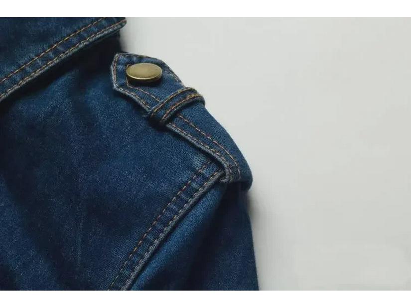 2017 Autumn European & American Slim Fit Lapel Mid-Length Denim Dress