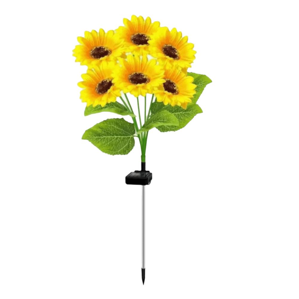 Waterproof Solar Sunflower Lawn Lamp Yellow Flower Realistic Design Solar Stake Light Creative Shape Solar Powered