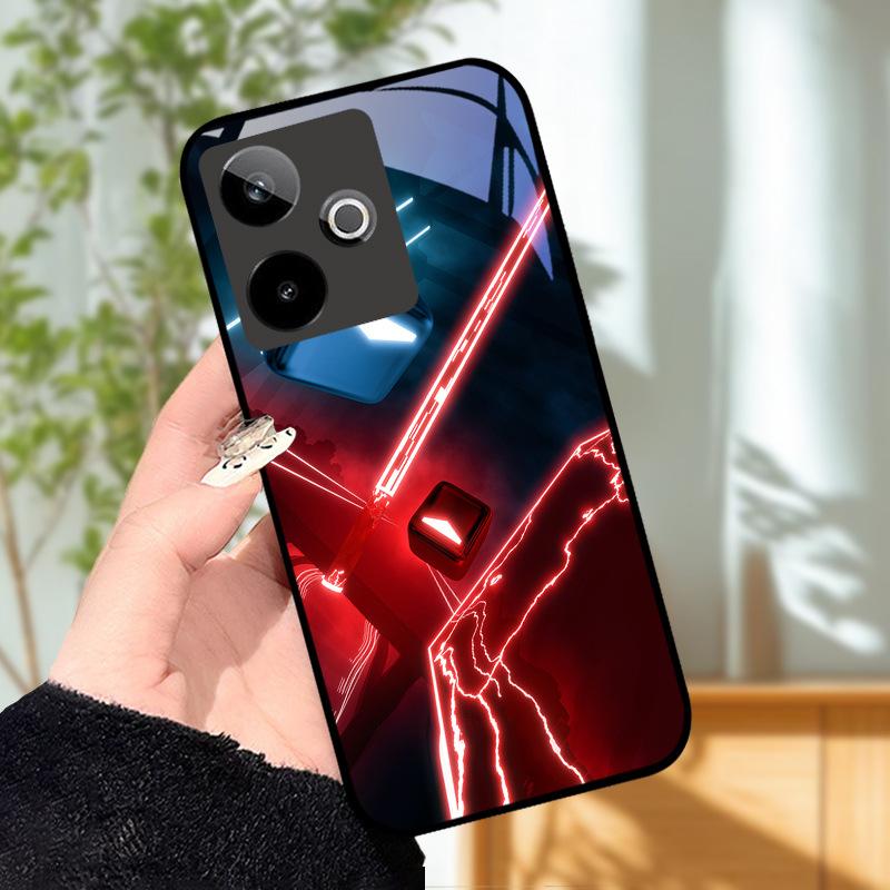Für Realme GT7 5G Hülle Luxus Malerei Cover Gehärtetes Glas Handyhülle Für Realme GT 7 Fundas Harte PC Stoßfeste Schale Bumper