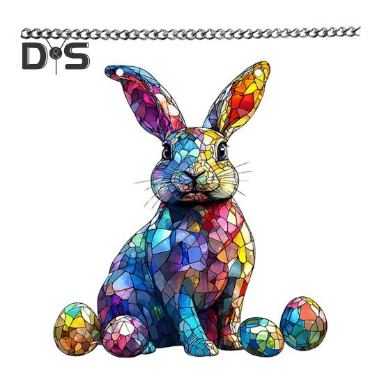 

Пасхальный кролик подвесной орнамент акриловый красочный кролик украшение разноцветный кролик праздничный оконный декор для внутреннего и наружного использования разноцветный