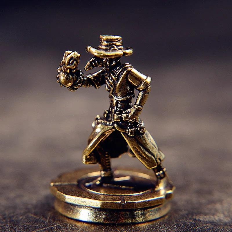 Solid Brass Dance Cowboy Figurines Miniatures Vintage Metal Characters Model Statue Desktop Toy Ornament Decorations Collections