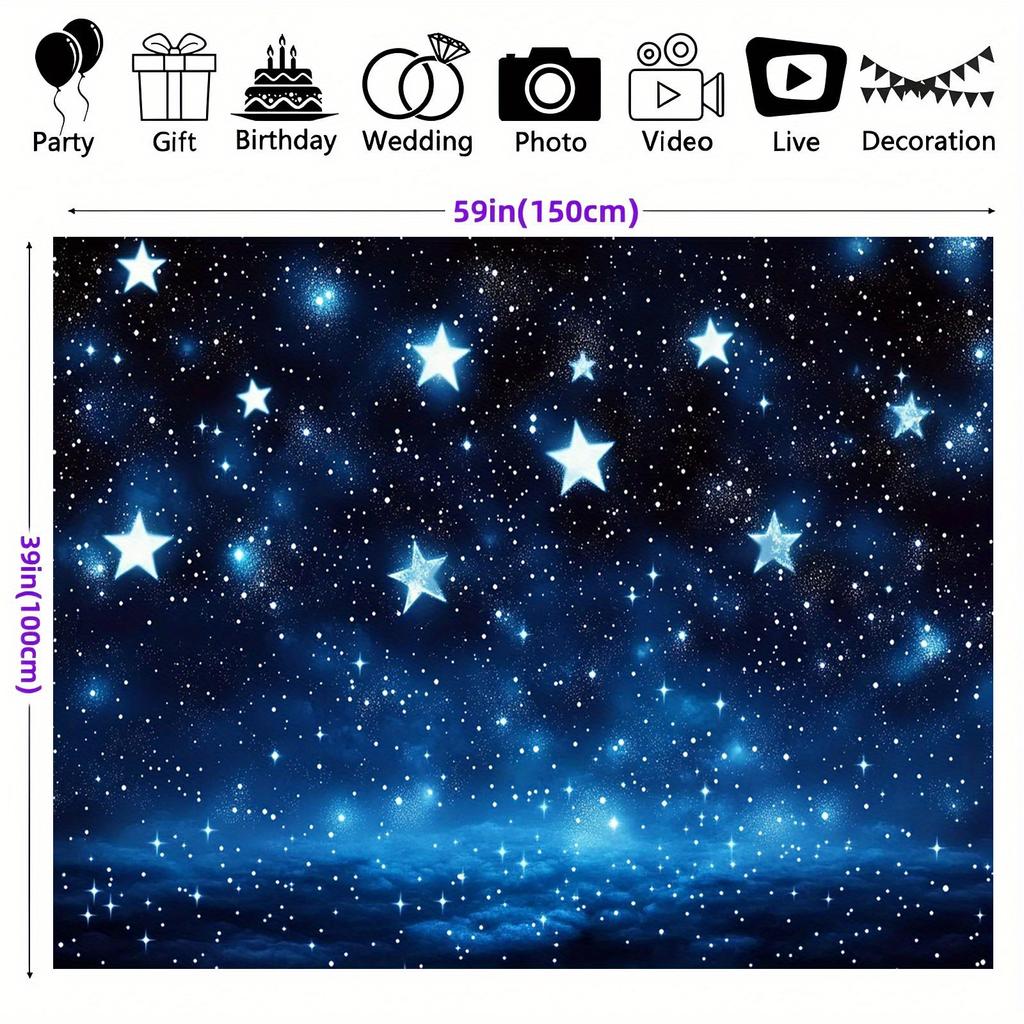 2D Plane 1 Piece of Starry Sky - A Vivid Blue and Purple Night Sky Design Suitable for Weddings and Birthdays