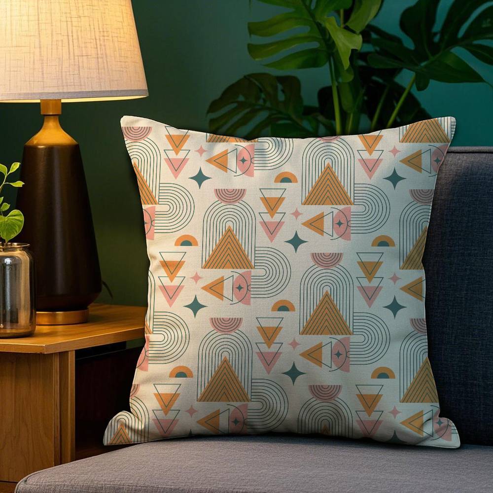 Home Decor Vintage Geometric Pattern Digital Print Pillowcase Pattern Cushion Cover Suitable for Sofa Bedroom Car Pillow Cover
