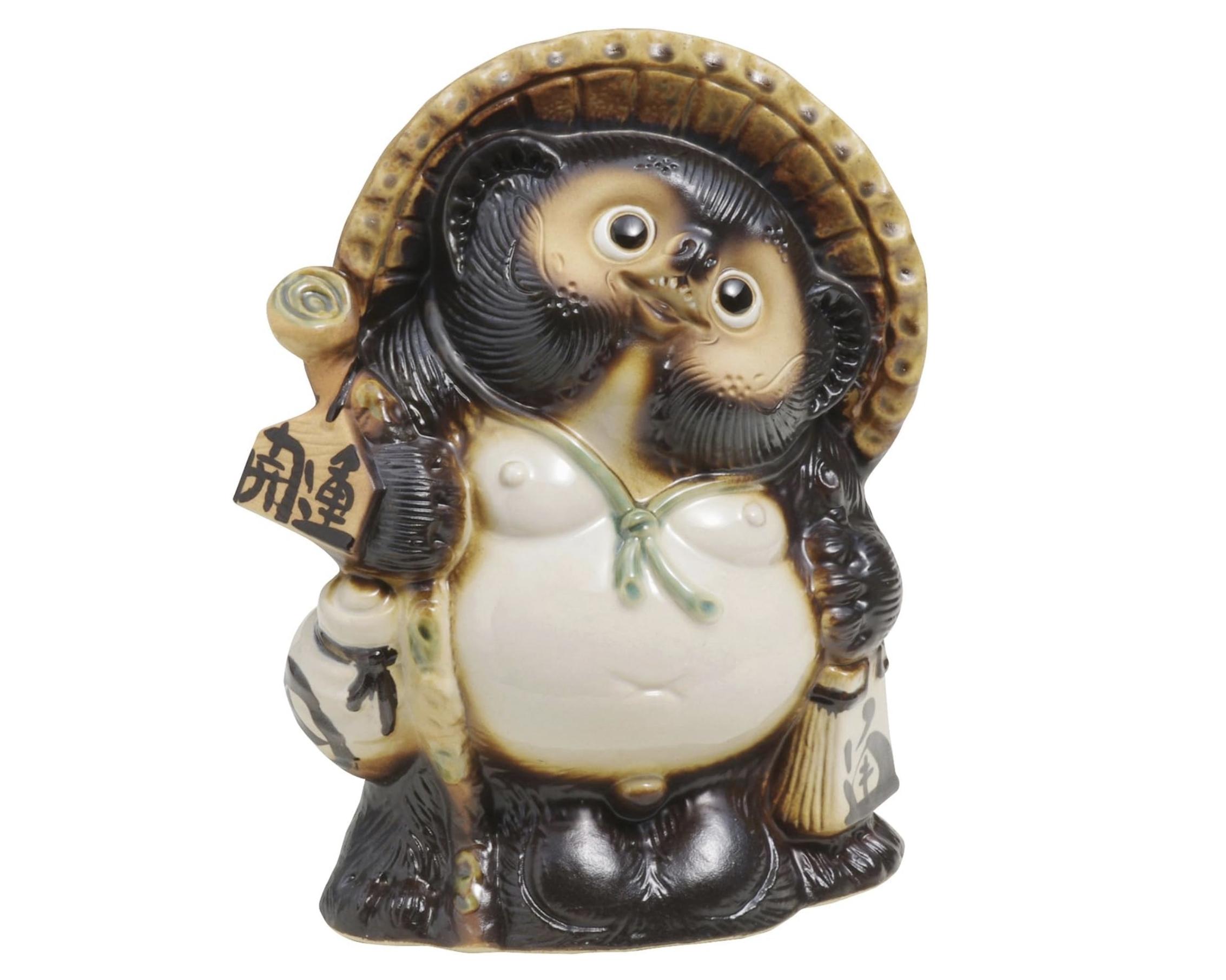 

Shigaraki Pottery 26cm Tall Raccoon Dog Kaiun Tanuki L коричневий