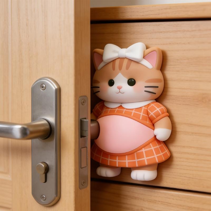 3D Katzenbauch Aufkleber Gummi Anti-Kollisions-Aufkleber Türstopper Stressabbau Spielzeug Lustiger Dekorations-Aufkleber für die Wand