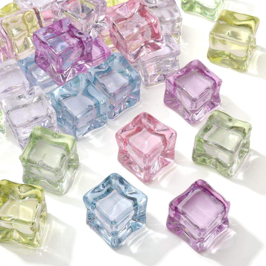 Acrylic Translucent Simulated Ice Cubes Non-porous Beads For DIY Necklace Bracelet Earrings Jewelry Making Craft Accessories