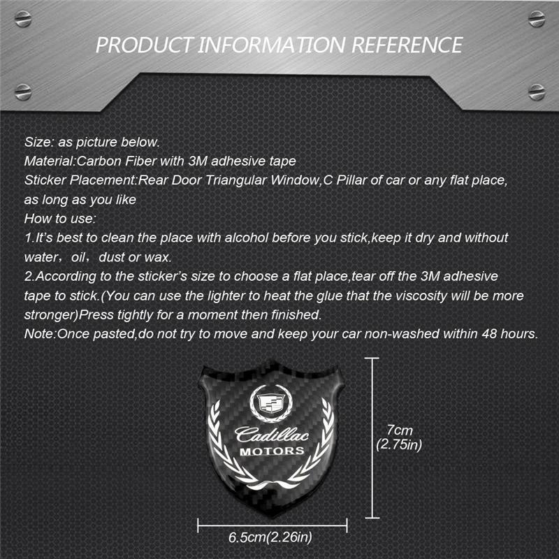 Carbon Fiber Badge for Cadillac Escalade CTS ATS SRX Deville BLS XT4 XT5 XT6 STS XTS SLR XLR CT4 CT5 CT6 Car Side Window Emblem