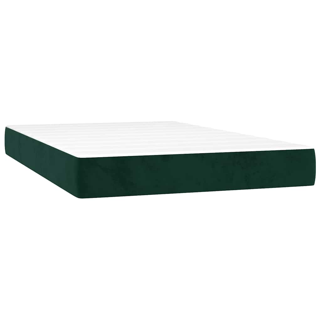 Box Spring Bed with Mattress & LED Dark Green 120 X 200 Cm Velvet